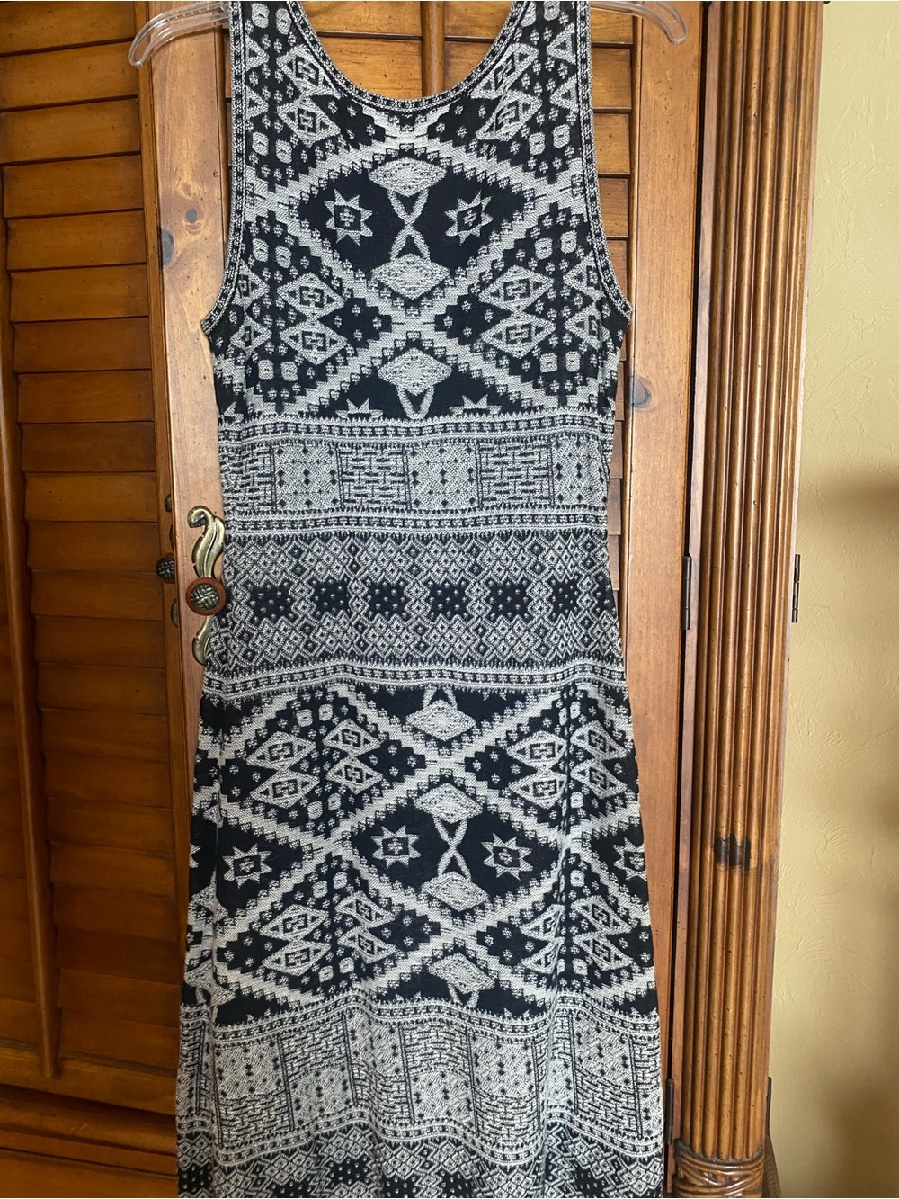 Peruvian Connection Black & White Aztec Midi Dress - Picture 4 of 4